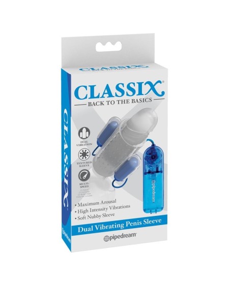 dual vibrant penis sleeve blue and clear
