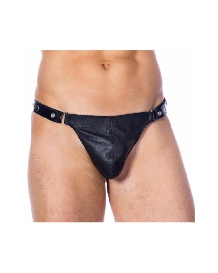 leather g-string adjustable noir