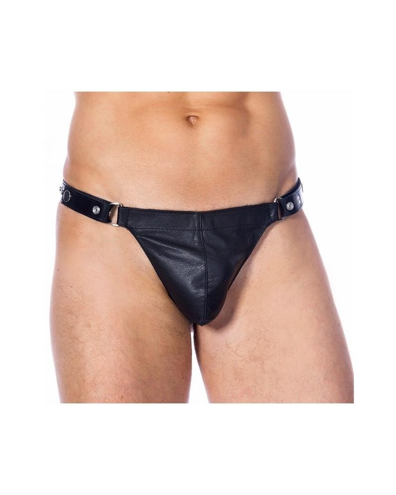 leather g-string adjustable noir