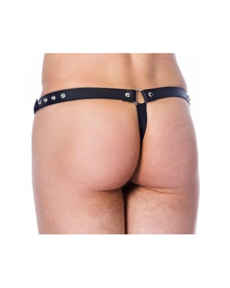 leather g-string adjustable noir