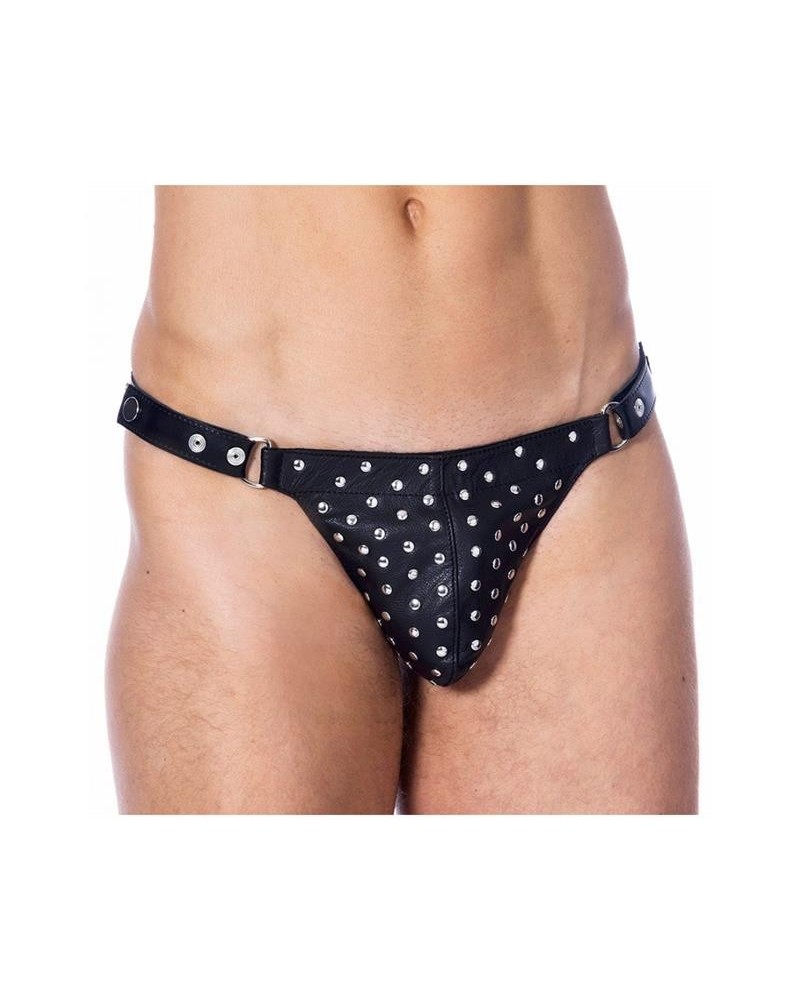 leather g-string adjustable with rivets