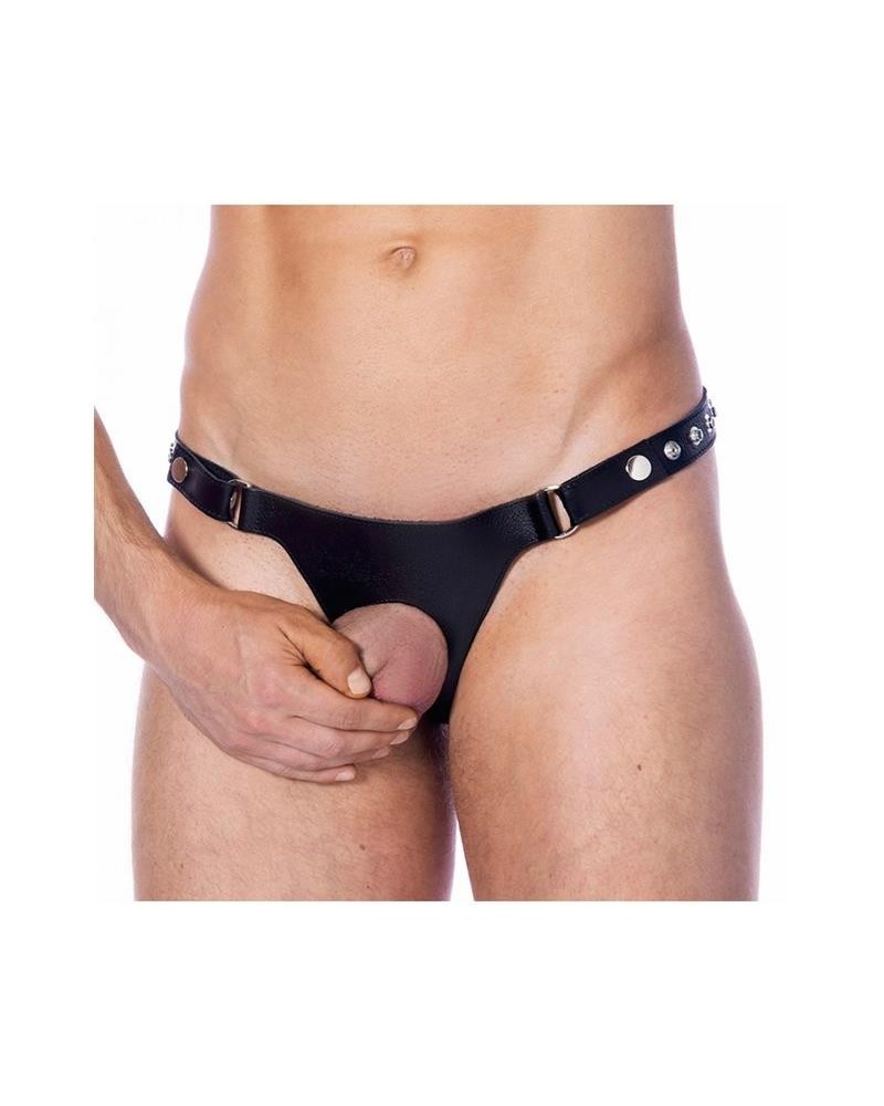 leather g-string adjustable with oppening