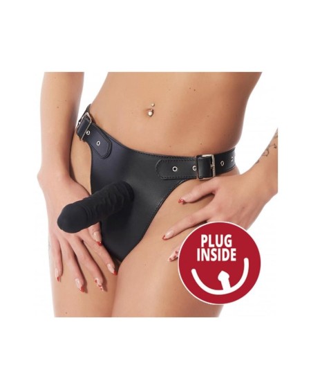 strap-on harness adjustable with inner and exterior dildo