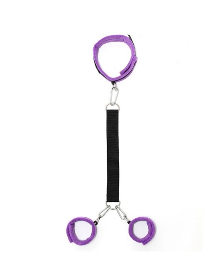 handcuffs to collar with leash adjustable violet