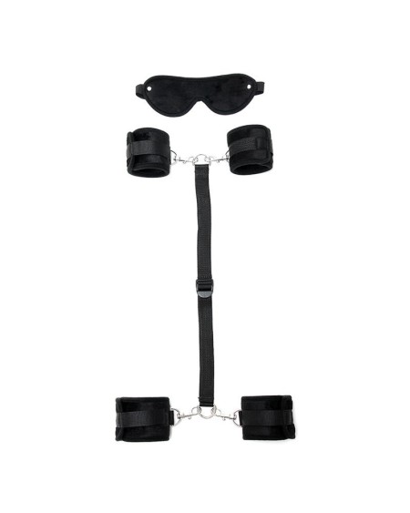 hand to ankle cuffs with mask adjustable noir