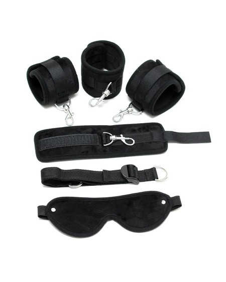 hand to ankle cuffs with mask adjustable noir