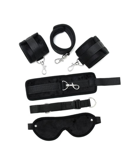 hand to ankle cuffs with mask adjustable noir