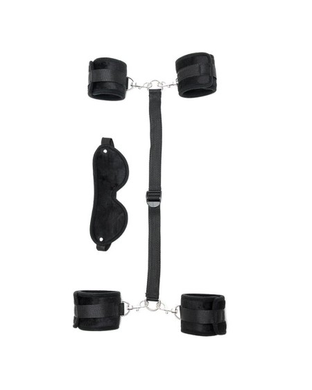 hand to ankle cuffs with mask adjustable noir