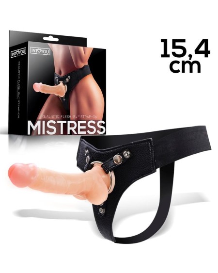 mistress elastic strap-on with silicone dildo 15.4 cm chair