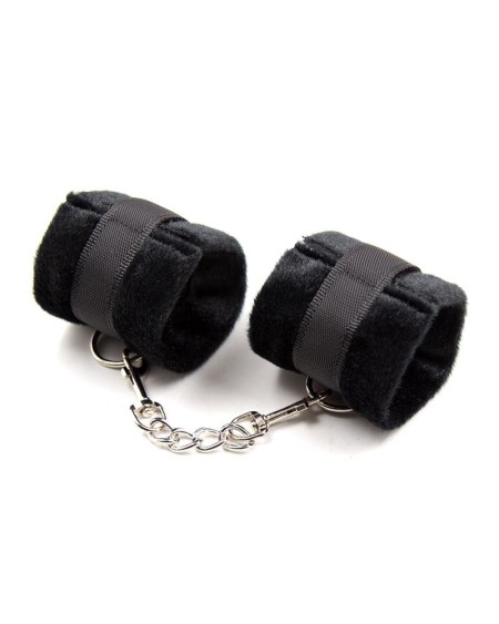 handcuffs with velcro with long fur noir