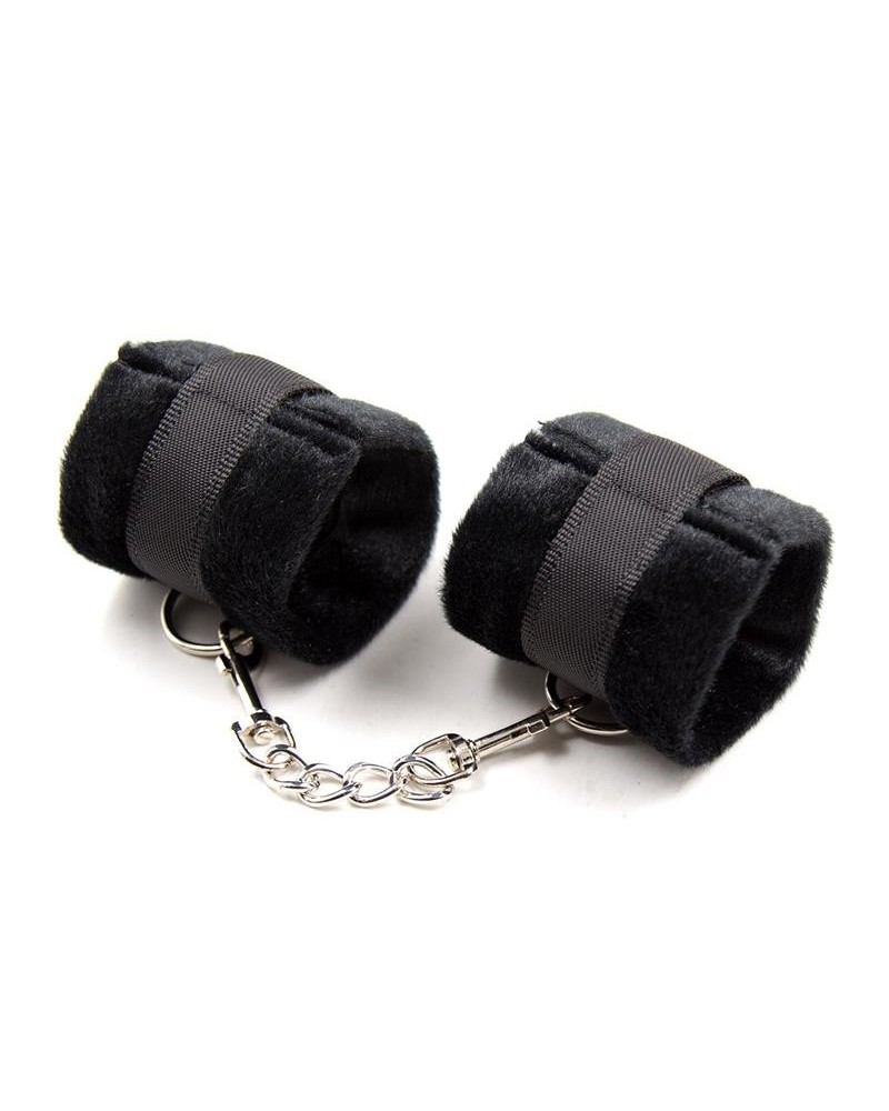 handcuffs with velcro with long fur noir