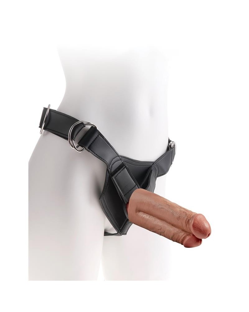 strap-on harness two cocks one hole 7 tan