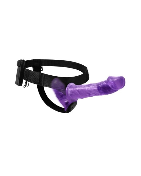 harness double dildo with vibration violet