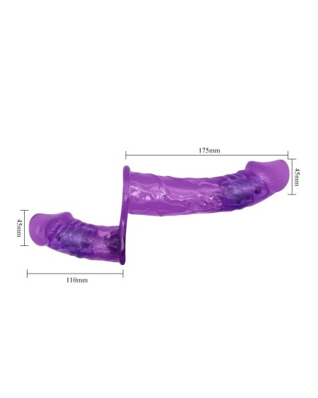 harness double dildo with vibration violet