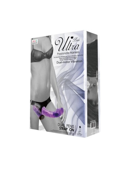 harness double dildo with vibration violet