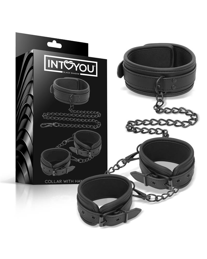 collar and hand cuffs set vegan leather