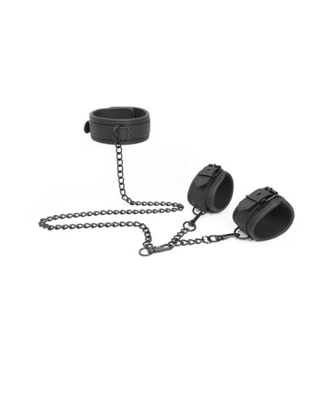collar and hand cuffs set vegan leather