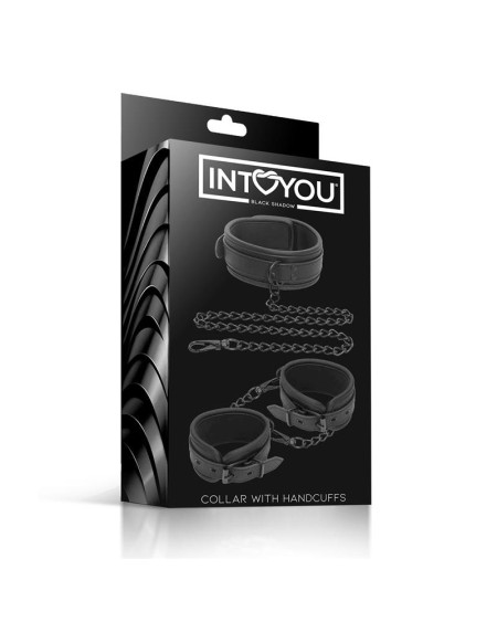 collar and hand cuffs set vegan leather