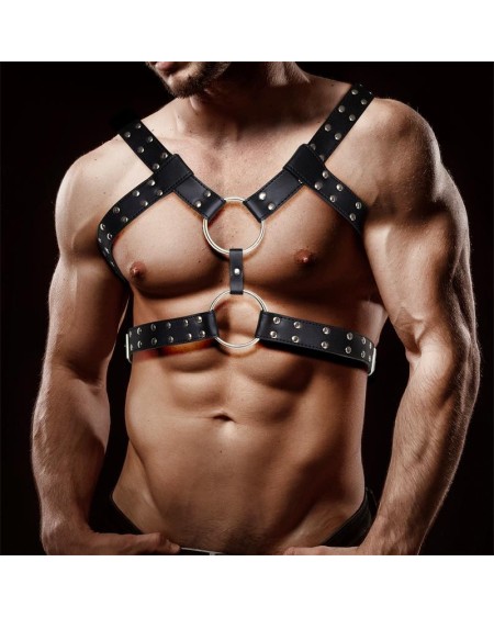aurum male chest bondage harness vegan leather