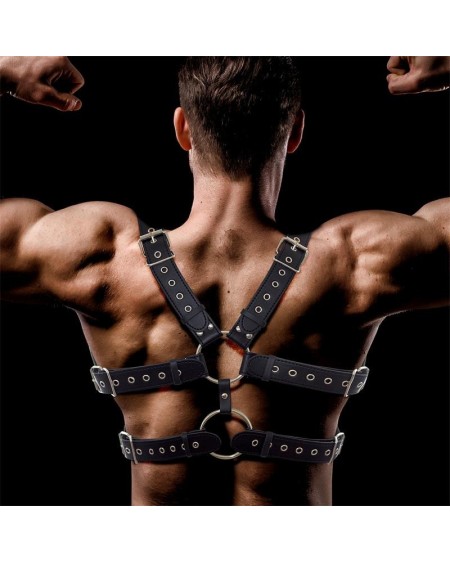 aurum male chest bondage harness vegan leather