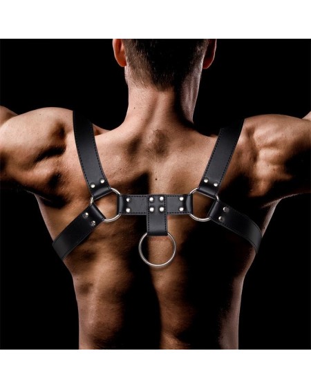 domine male chest bondage harness vegan leather