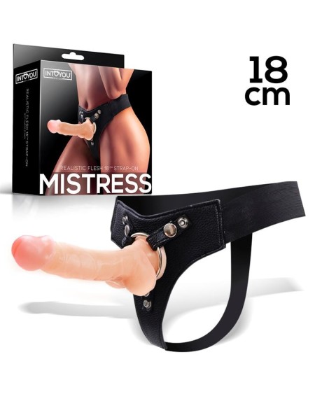 mistress elastic strap-on silicone dildo 18 cm chair