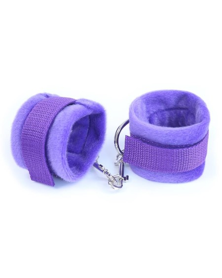 handcuffs with velcro with long fur violet