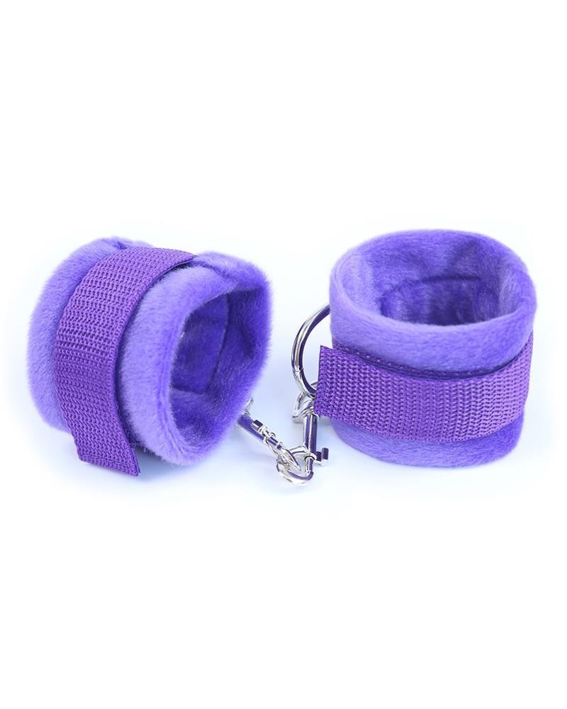 handcuffs with velcro with long fur violet