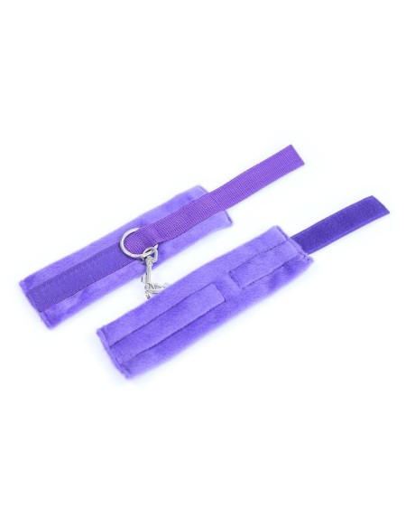 handcuffs with velcro with long fur violet