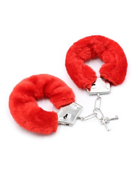 furry metal handcuffs red
