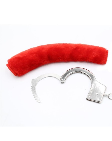furry metal handcuffs red
