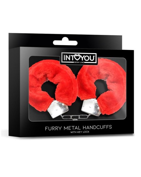 furry metal handcuffs red