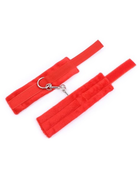 handcuffs with velcro with long fur red