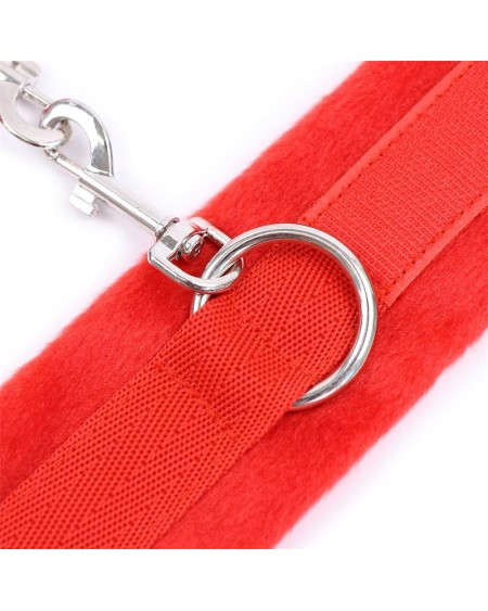 handcuffs with velcro with long fur red