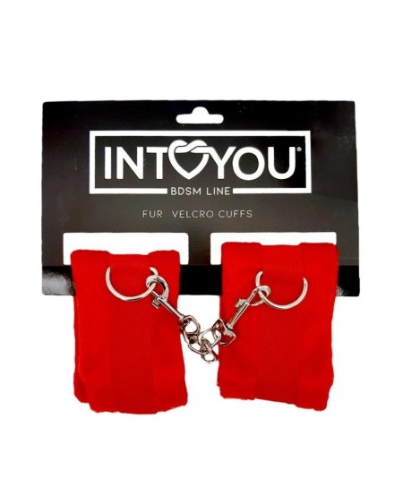 handcuffs with velcro with long fur red