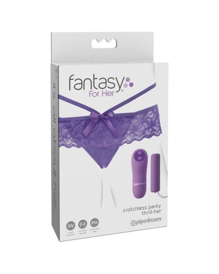 crotchless panty with vibrant bullet thrill-her with remote control