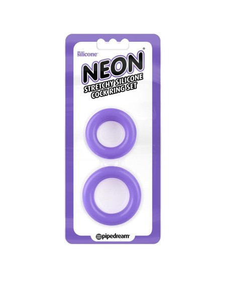 neon stretchy silicone cock ring set violet