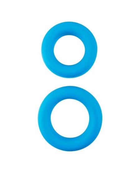 neon stretchy silicone cock ring set blue