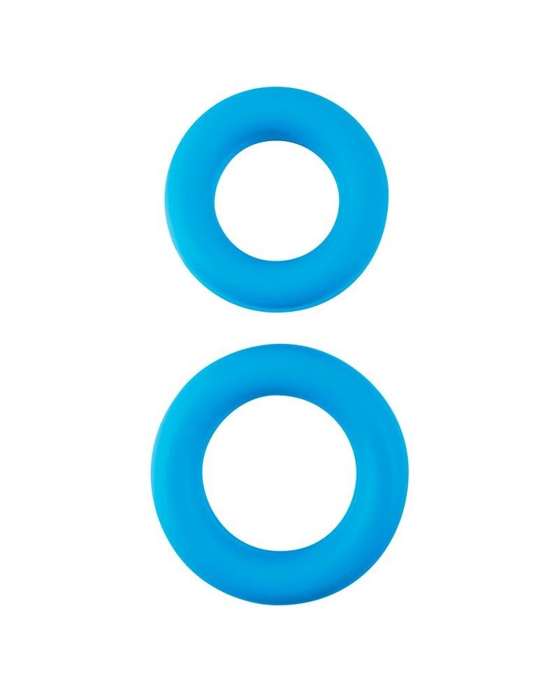 neon stretchy silicone cock ring set blue