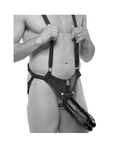 two cocks one hole hollow strap-on suspender 11 - noir