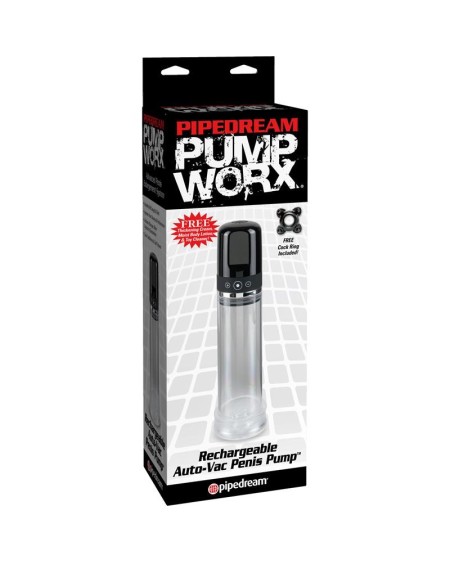 pump worx rechargeable auto-vac penis pump noir