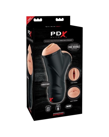 pdx elite double penetration vibrant stroker