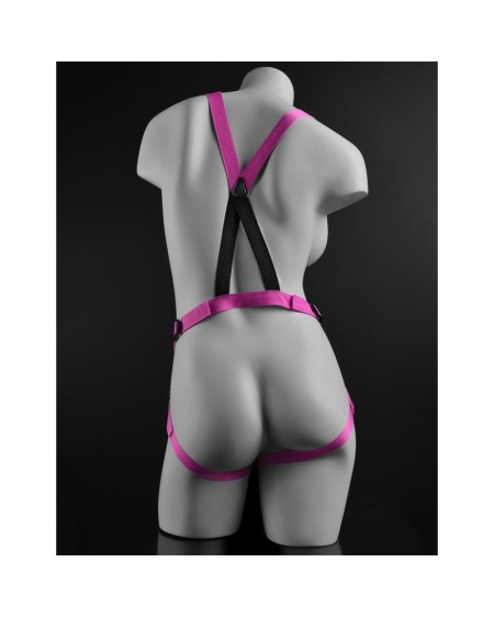suspender harness with dildo 19 cm-7 rose