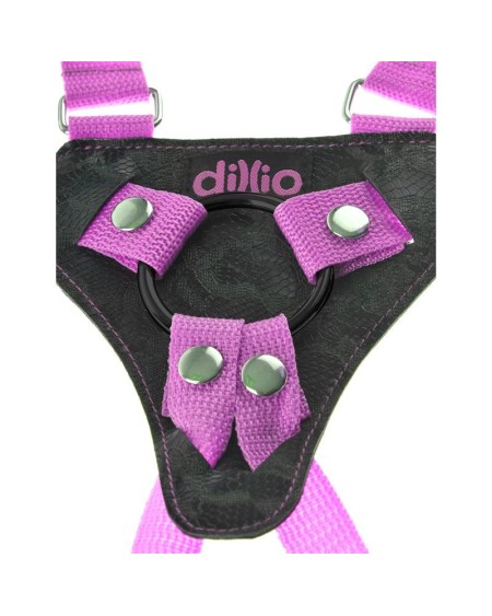 suspender harness with dildo 19 cm-7 rose