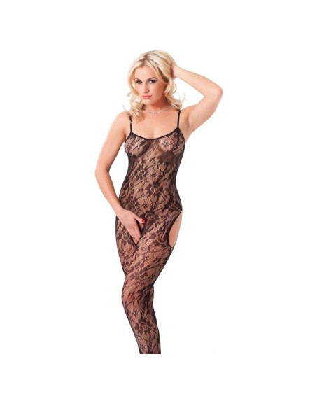 floral open catsuit noir one size