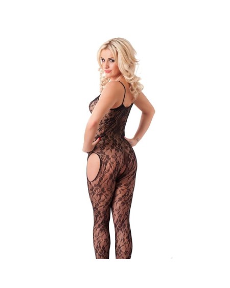 floral open catsuit noir one size
