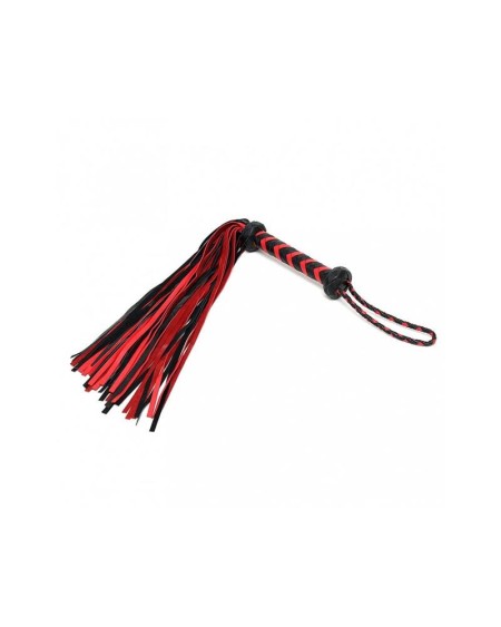 braided flogger leather noir red