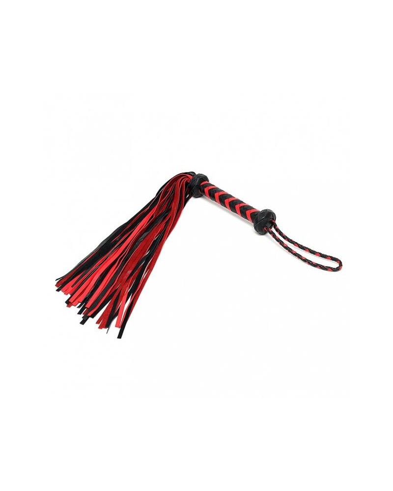 braided flogger leather noir red