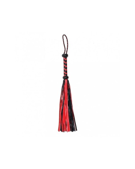 braided flogger leather noir red