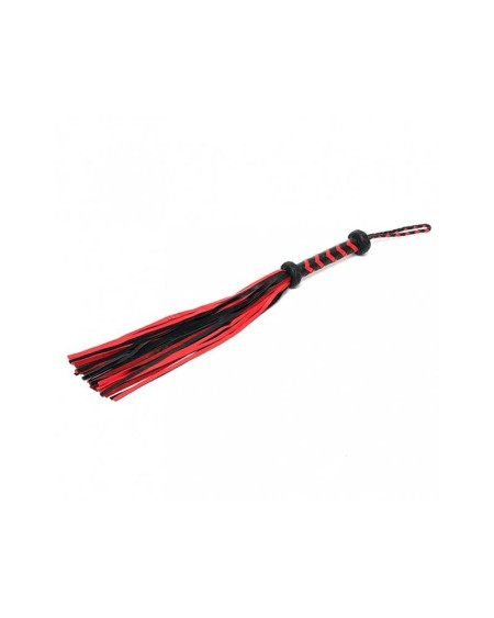 braided flogger leather noir red